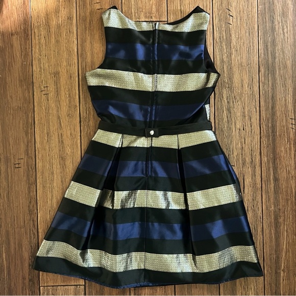 Amy Byer Girls 14 Formal Dress Shimmery Gold Blue Black Wedding Holiday Event - Picture 12 of 12